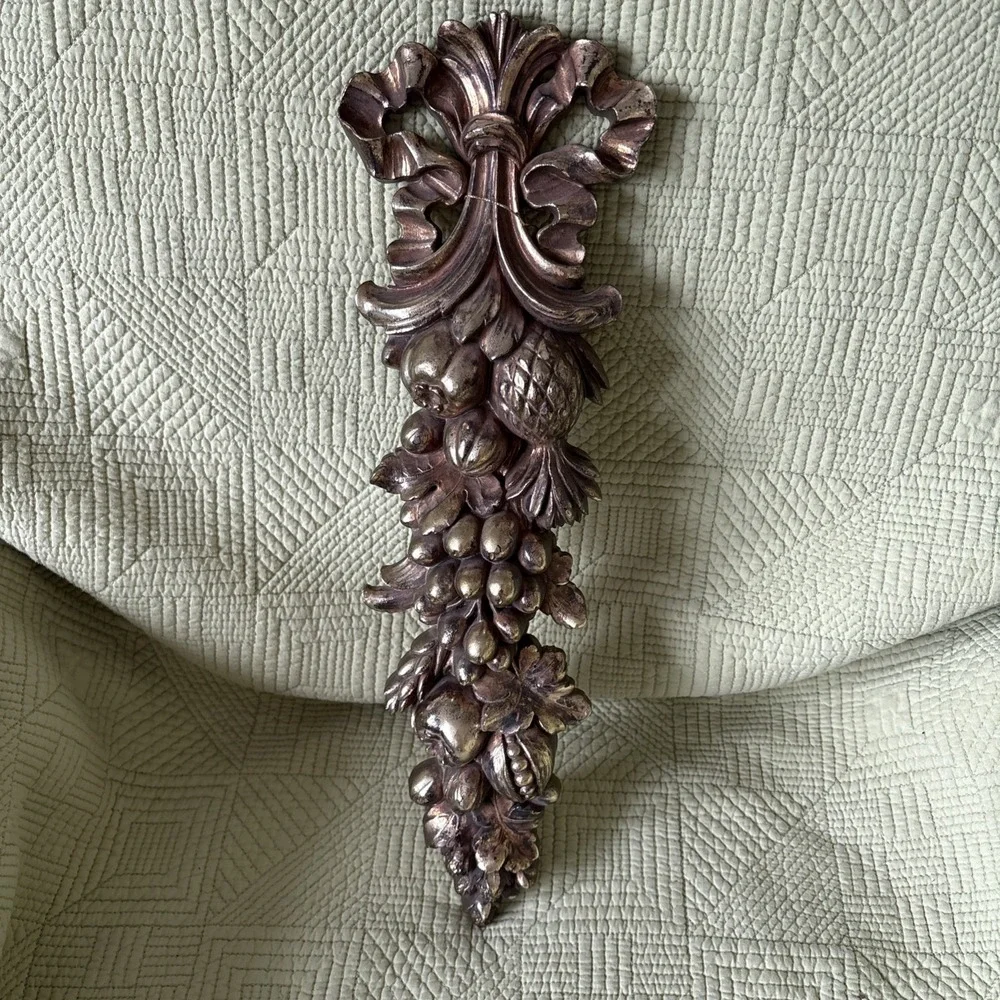 Vintage Syroco Gold Fruit Foliage Wall Plaque 16.25